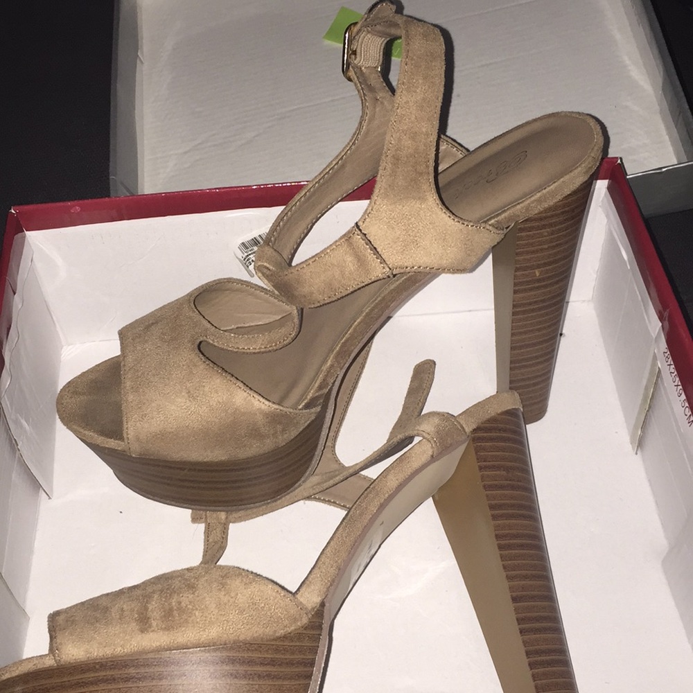 Beige high heels